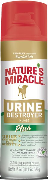 Nature's Miracle Dog Urine Destroyer Plus Enzymatic Stain Remover Foam Aerosol Spray， 17.5-oz bottle