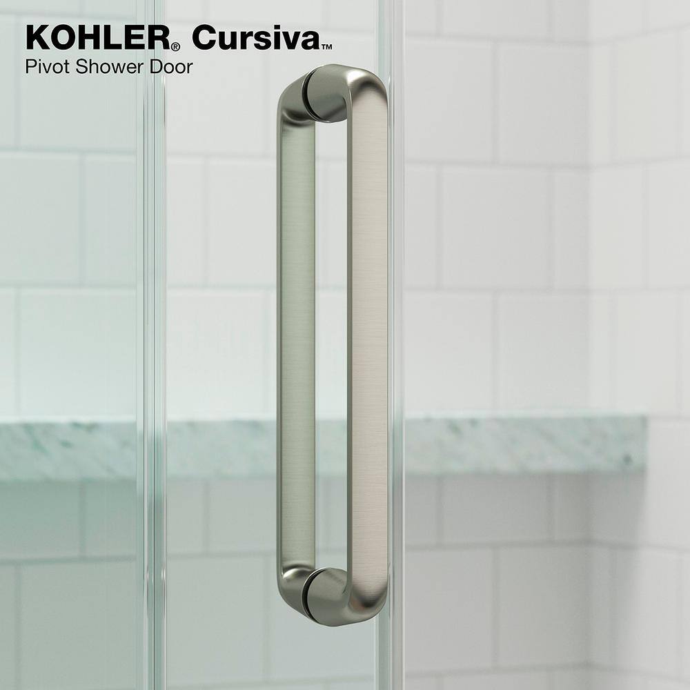 KOHLER Cursiva 60 in. W Pivot Shower Door in Anodized Brushed Nickel K-R707627-8L-BNK