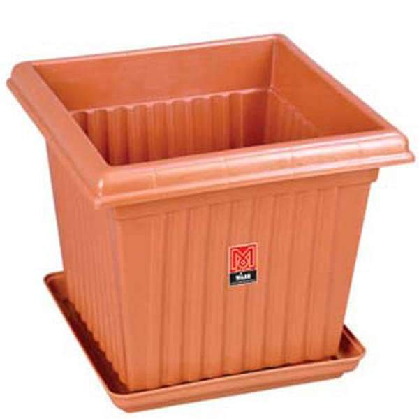 14 inch (36 cm) Square No.14 Plastic Planter (Terracotta Color)