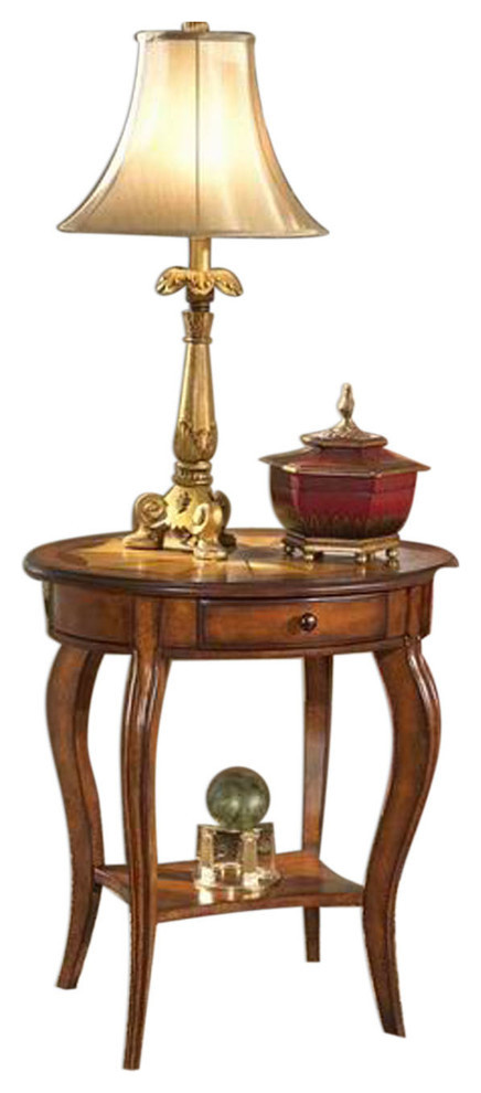 Jeanette Olive Ash Burl Oval Accent Table  Olive Ash Burl   Traditional   Side Tables And End Tables   by HedgeApple  Houzz