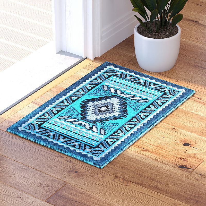 Masada Rugs Masada Rugs 2'x3' Southwest Native American Décor Area Rug in Turquoise - Design D143