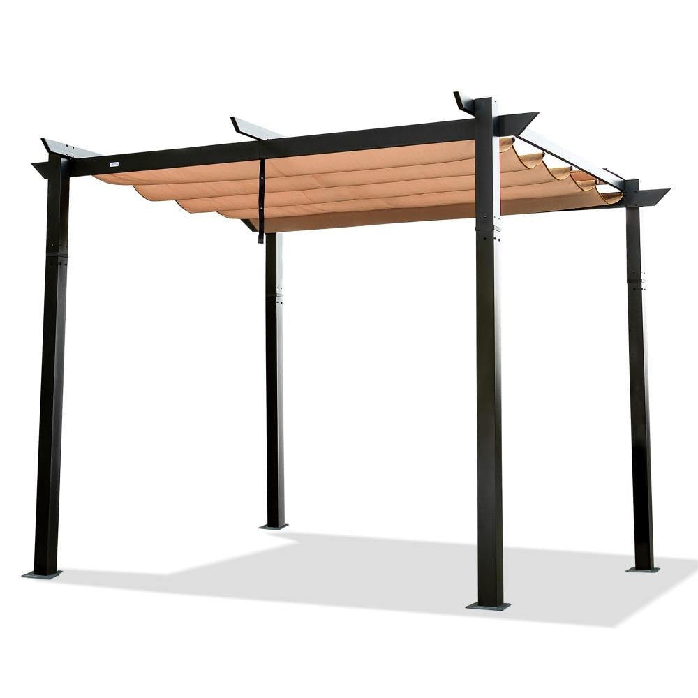 Outdoor Patio Retractable Aluminum Grill Gazebo Pergola with Canopy