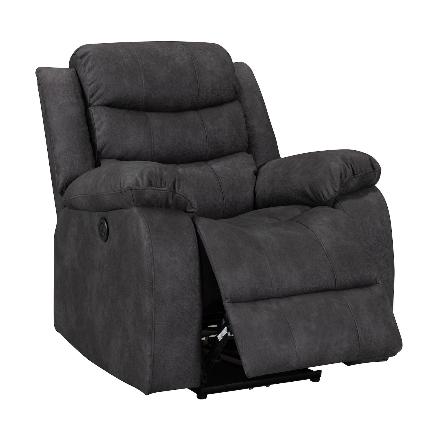 Fc Design Overstuffed Power USB Port Electric Pillow Top Arms Bedroom and Living Room Recliner Sofa Chair in Grey Finish