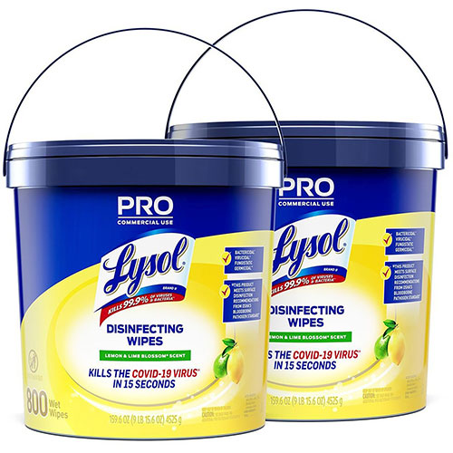 Reckitt Benckiser Lysol Professional Disinfecting Wipe Bucket | 6 x 8， Lemon and Lime Blossom， 800 Wipes