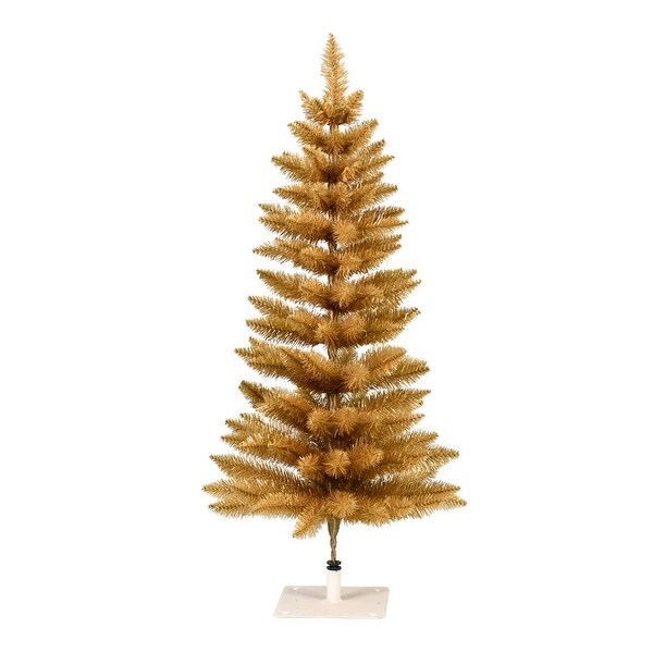 Vickerman 3' x 18 Gold Fir Artificial Christmas Pencil Tree，Unlit