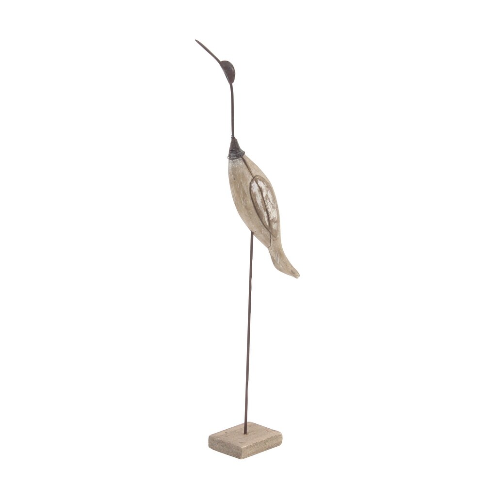 Brown Wood Bird Sculpture (Set of 2)   13 x 4 x 34 and 8 x 3 x 28