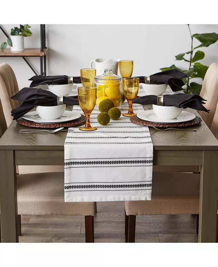 Design Imports Zig Dobby Stripe Table Runner