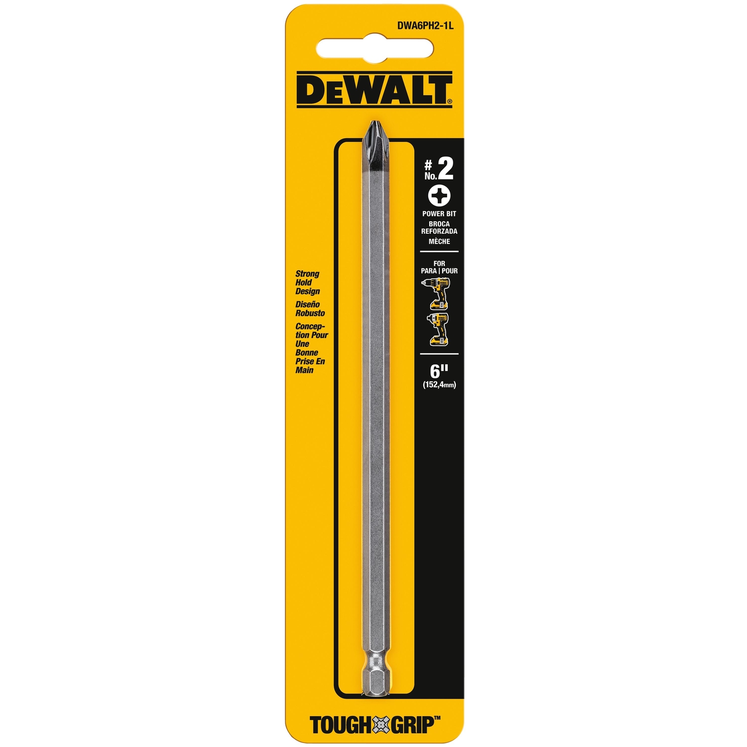 DW Max Fit Phillips #2 X 6 in. L Power Bit S2 Tool Steel 1 pc