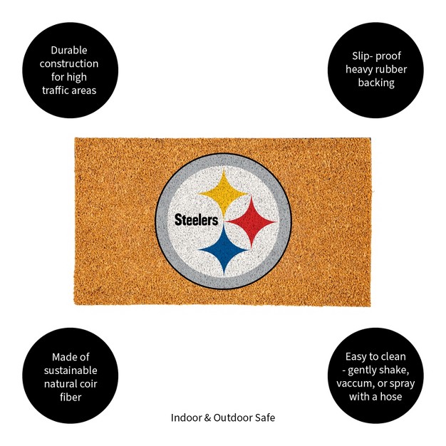 Evergreennflpittsburgh Steelers Logo Natural Coir 28 X 16 Inches Indoor Outdoor Doormat