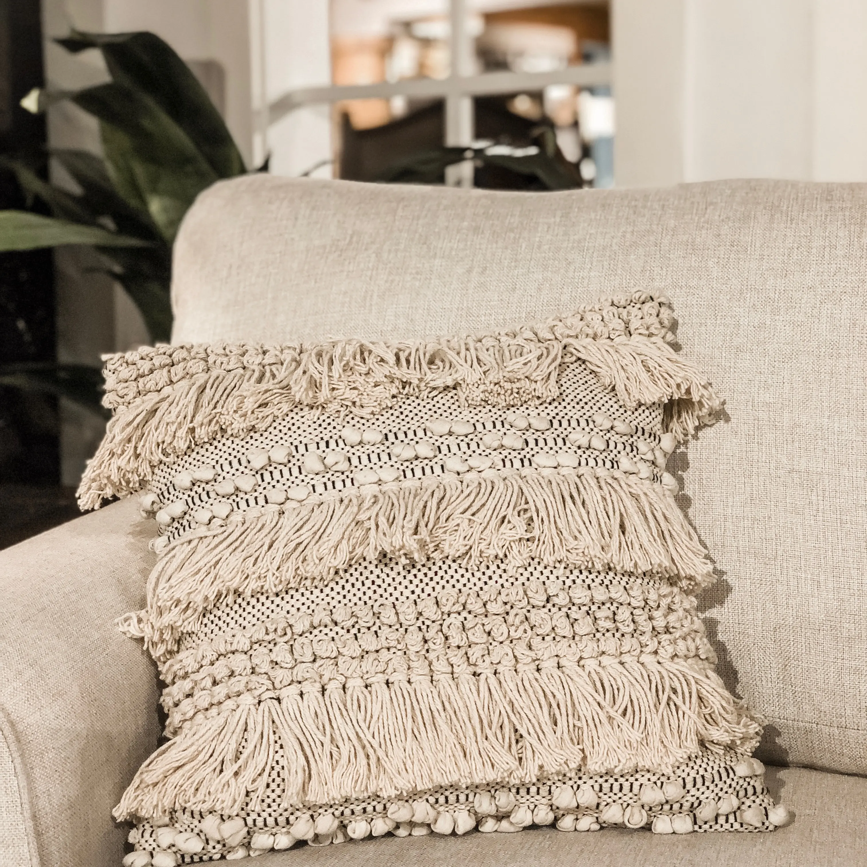 Neutral Moroccan Style Throw Pillow