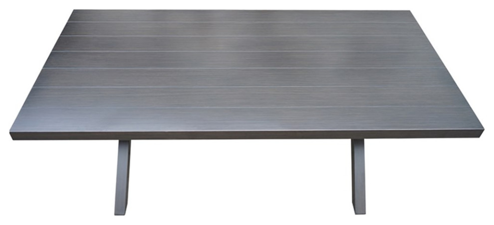 Marina Brown Aluminum Rectanglular Patio Table   Transitional   Outdoor Dining Tables   by Homesquare  Houzz