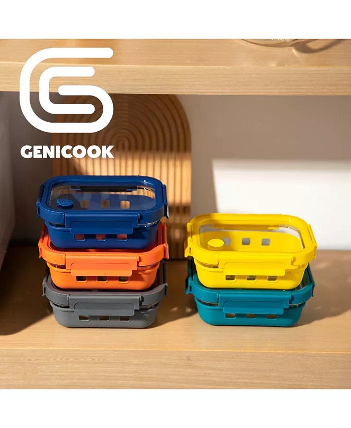 Genicook 5 Pc Glass Container Set with Silicone Wrap