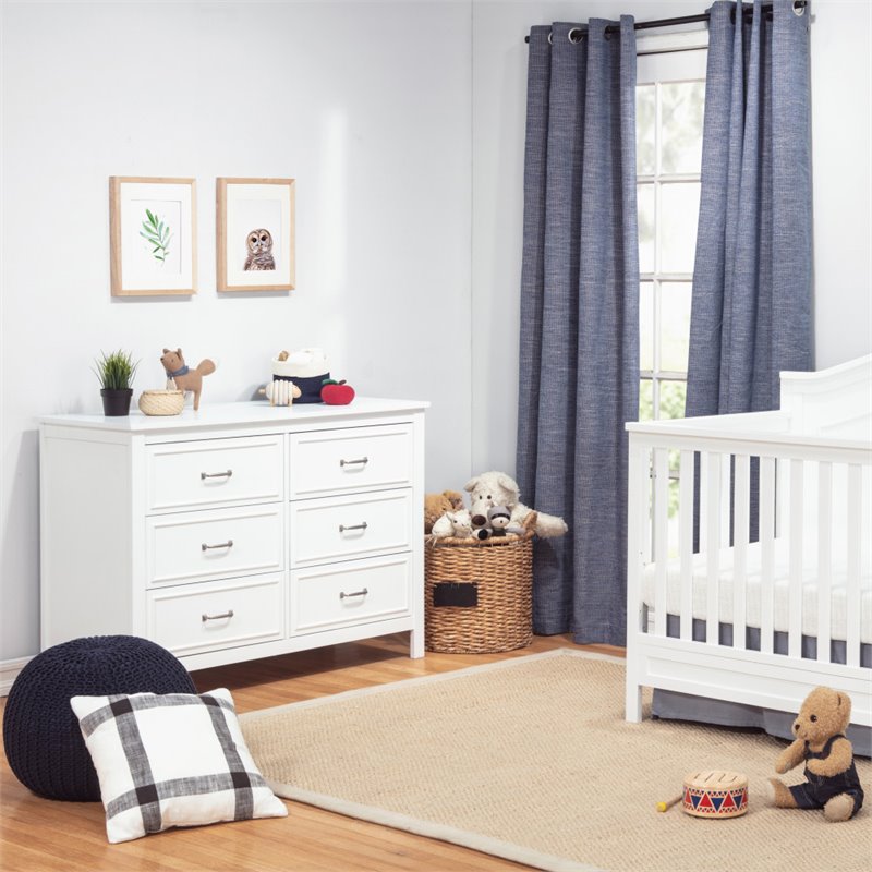 4-in-1 Convertible Crib and Dresser Changing Table Set with Mattress in White