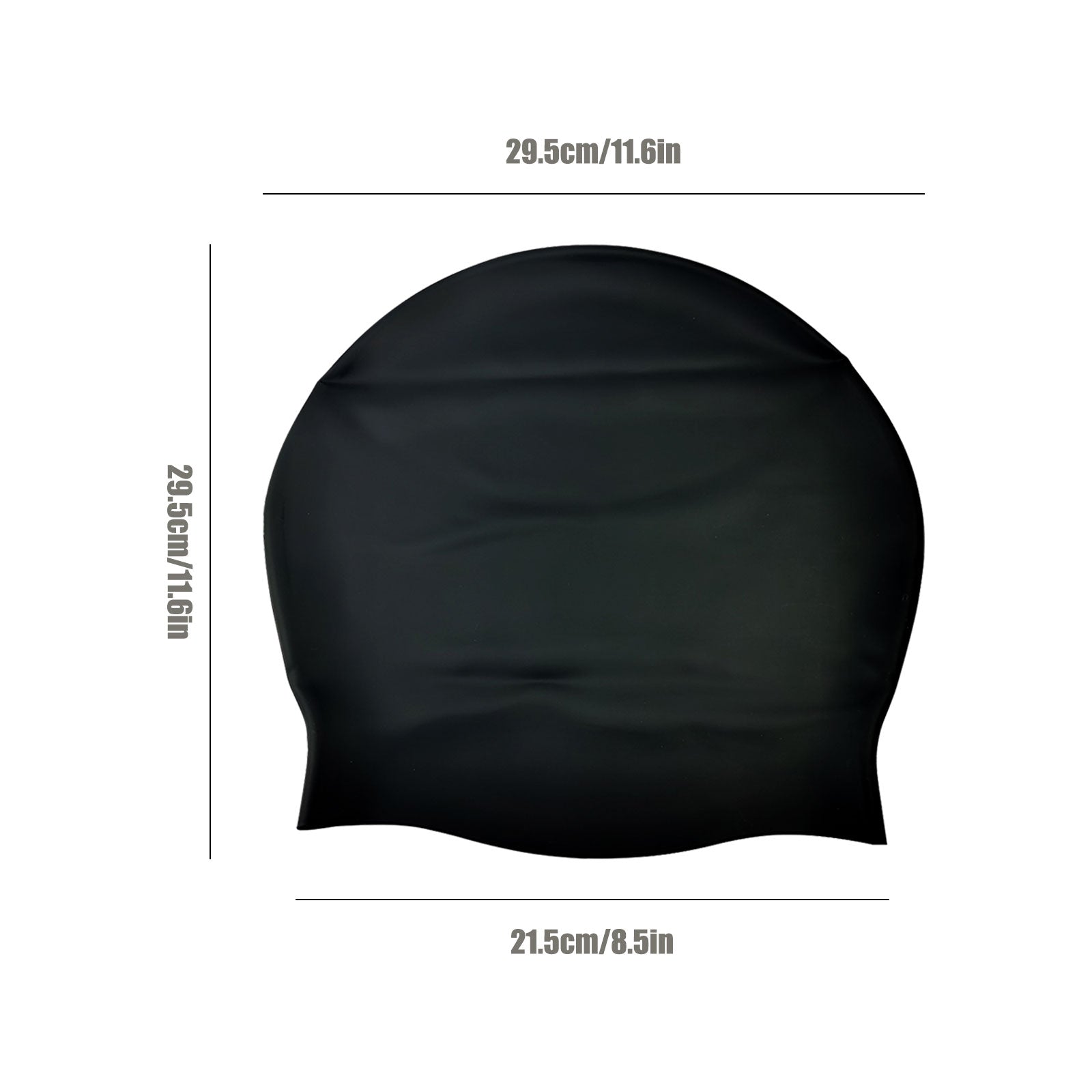 Long Hair Swim Cap Black Large Silicone Waterproof Swimming Cap for Dreadlock