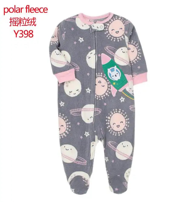 Docinmom 2023 Baby Warm Clothes Fleece Romper Cartoon Fox Unicorn Dinosaur Sleepwear New Born Bebe Clothing Jumpsuit Coverall