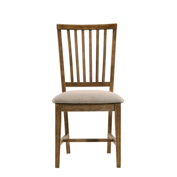 Wallace II Side Chair (Set-2)， Tan Linen and Weathered Oak (2Pc/1Ctn)， Padded Seat