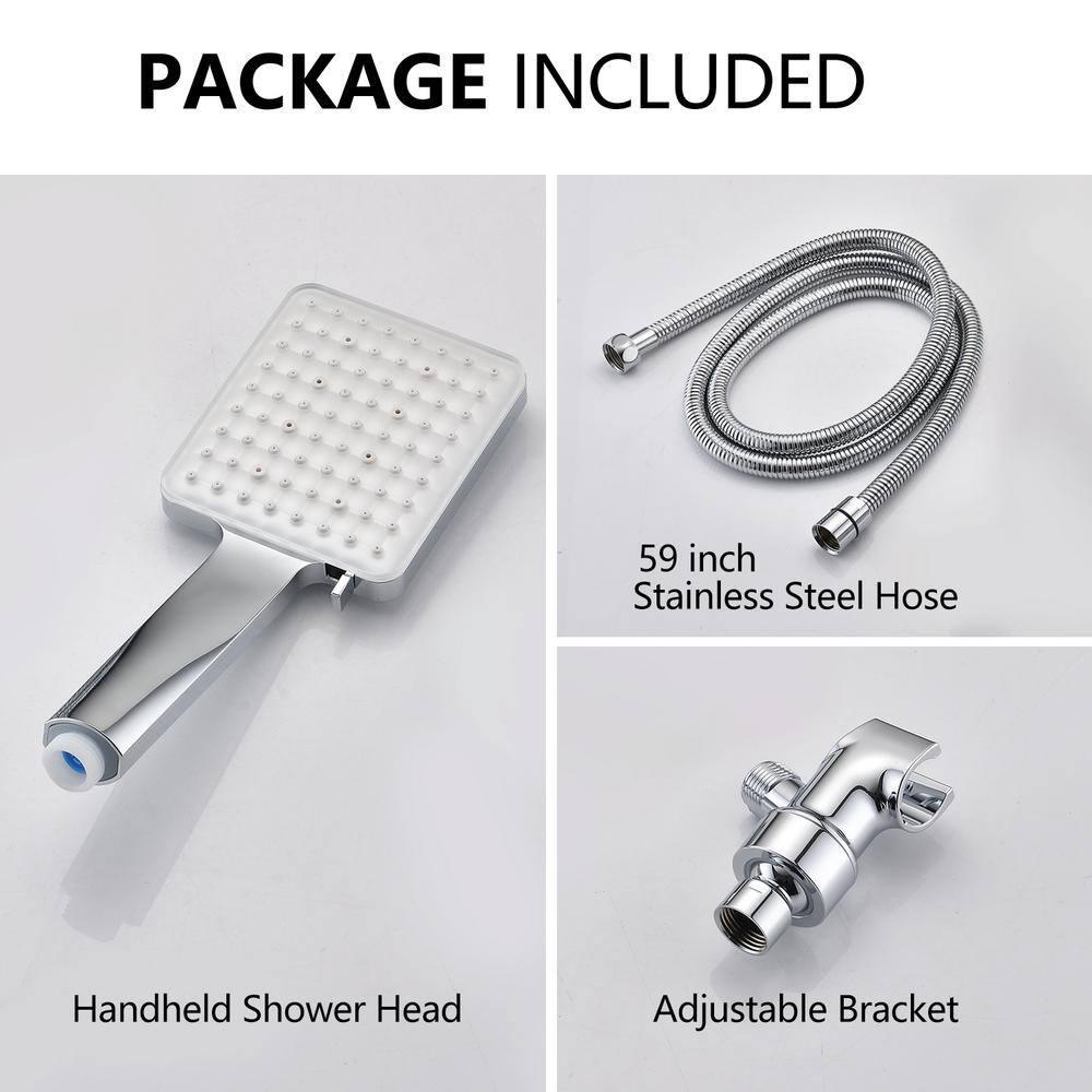 PROOX 6-Spray Patterns with 1.8 GPM 4 in. Wall Mount Handheld Shower Head in Chrome PRAC117CH