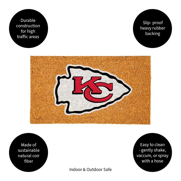 Evergreennflkansas City Chiefs Logo Natural Coir 28 X 16 Inches Indoor Outdoor Doormat