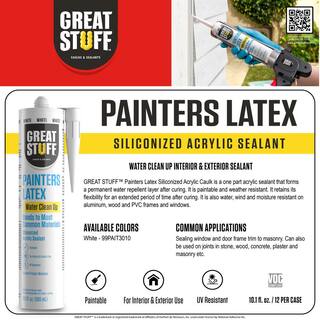 GREAT STUFF 10.1 fl. oz. White Painters Latex Siliconized Acrylic Caulk (12-Pack) 99PAIT3010X12