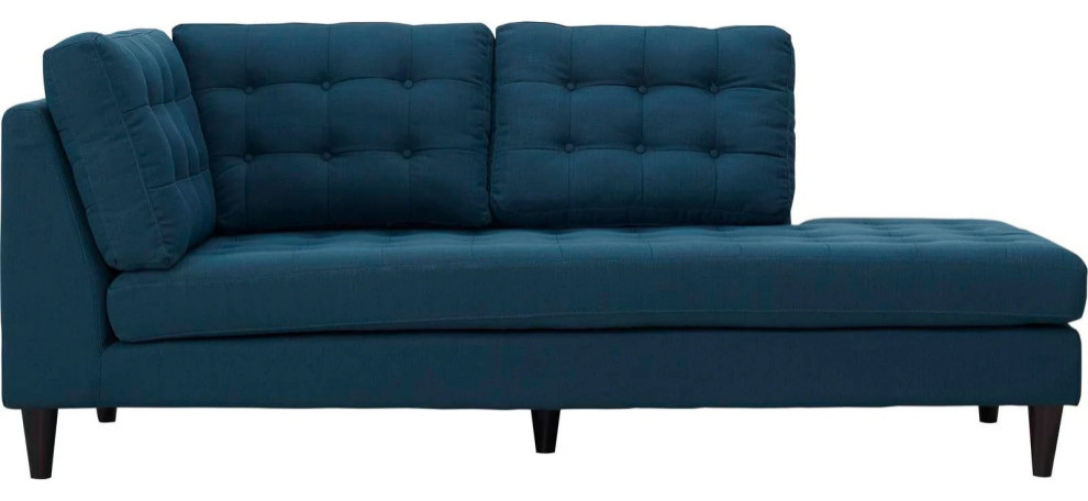 Melanie Azure Upholstered Fabric Right Facing Bumper   Midcentury   Indoor Chaise Lounge Chairs   by V.S.D Furniture  Houzz