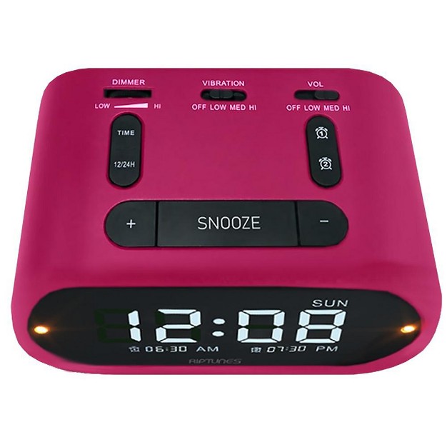 Riptunes 3 in 1 Vibrating Alarm Clock With Bed Shaker Pink