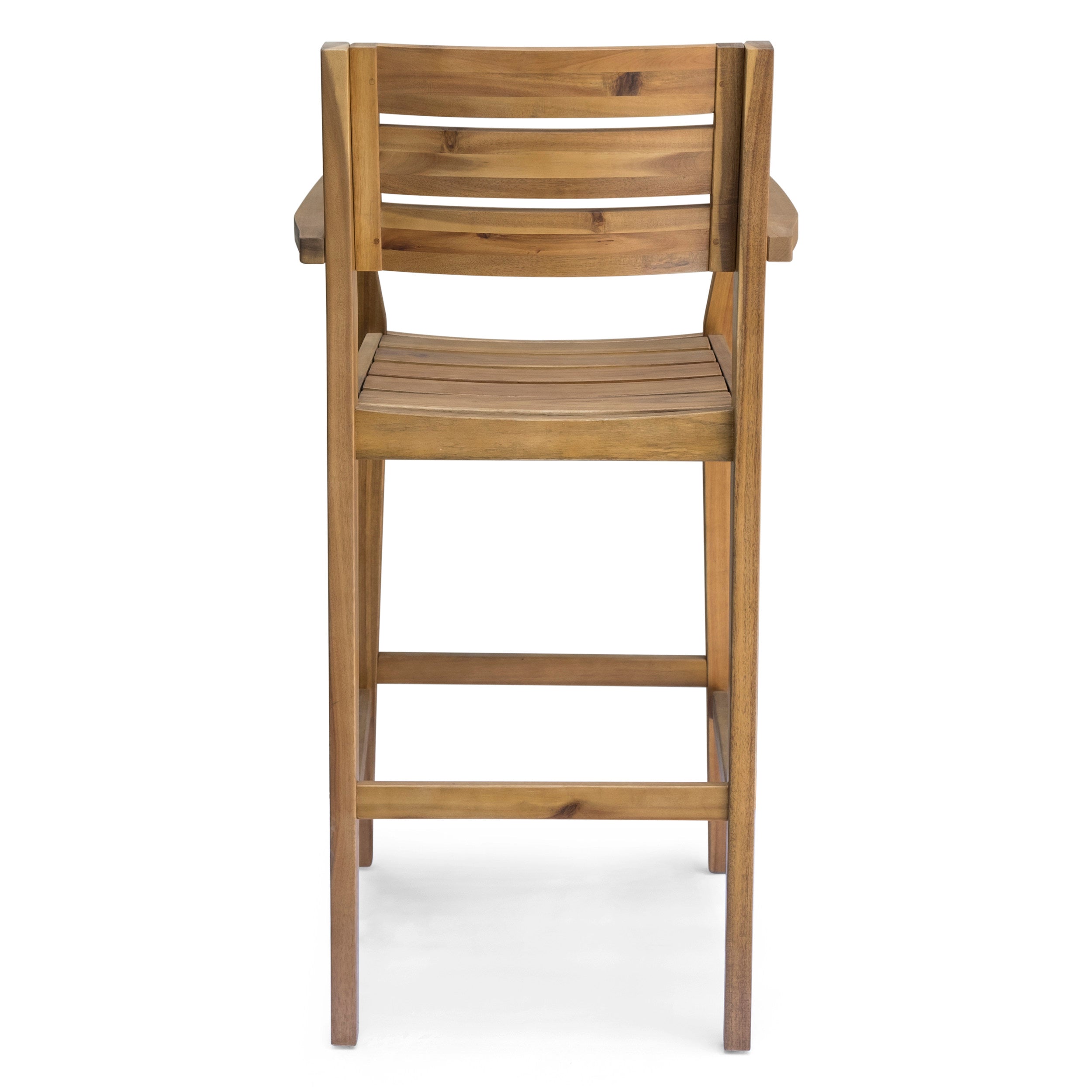 Lera Outdoor Rustic Acacia Wood Barstool (Set of 2)