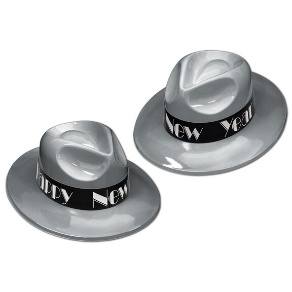 Beistle 88287 S25 Silver Swing Fedora  silver w/bl...