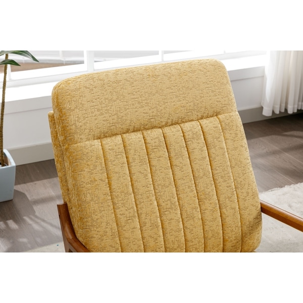 Wood Frame High Back Armchair， Modern Accent Chair Arm Chair for Living Room with Removable Cushion Fabric Lounge Chairs