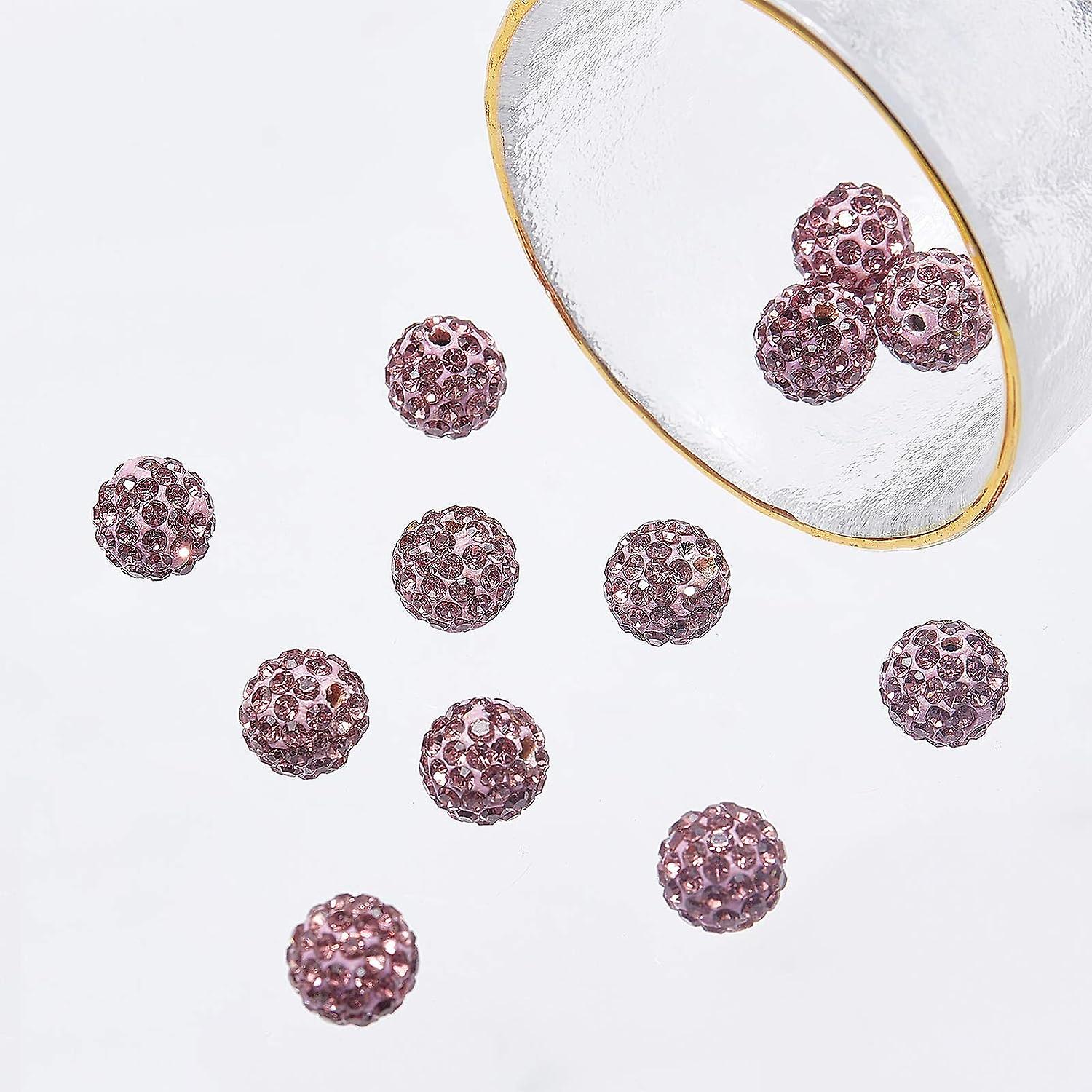 100pcs Rhinestone Clay Beads， 10mm Pave Disco Ball Clay Beads Polymer Clay Ball Beads Rhinestones Crystal Diamond Beads For Bracelet Necklace Earring