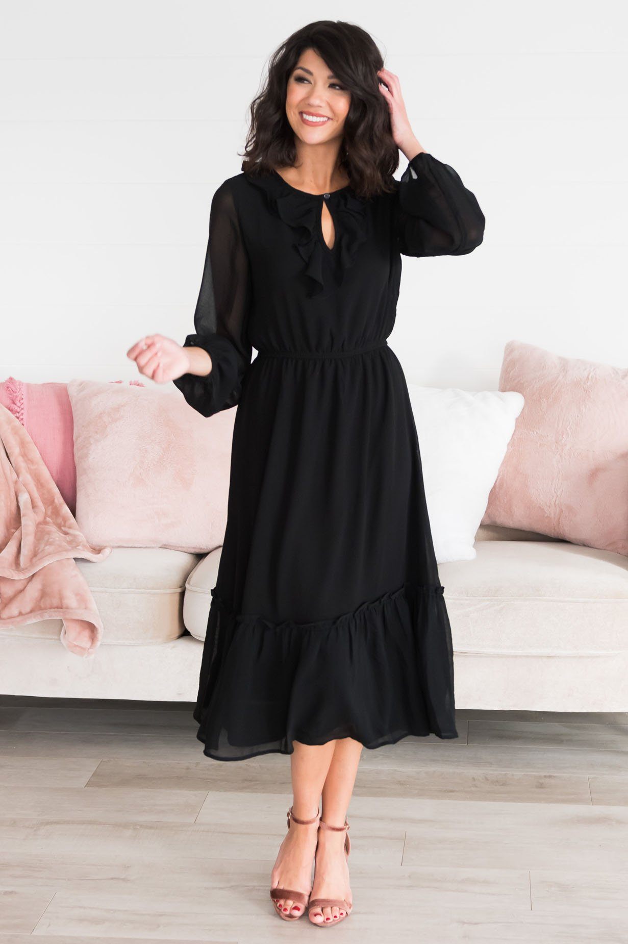 The Faith Modest Ruffle Dress