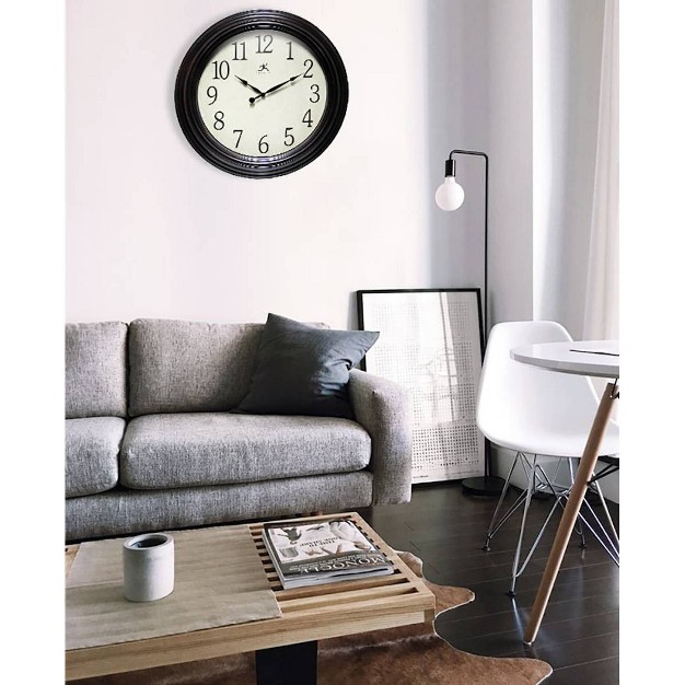 Classic Indoor Bevelled Framed Wall Clock Black brown Infinity Instruments