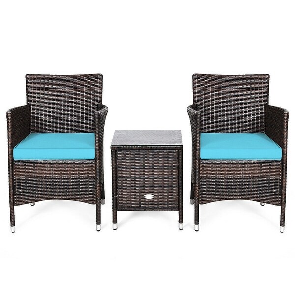 3 pcs Outdoor Rattan Wicker Furniture Set - Blue - 23.5