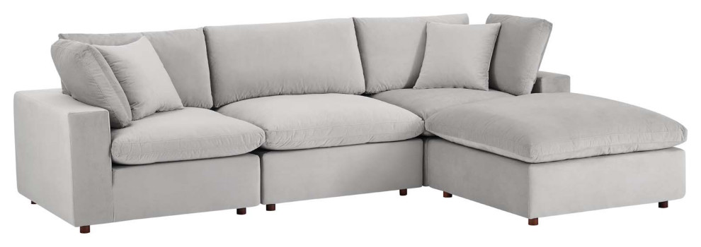 Commix Down Filled Overstuffed Performance Velvet 4 Piece Sectional   Transitional   Sectional Sofas   by ShopFreely  Houzz