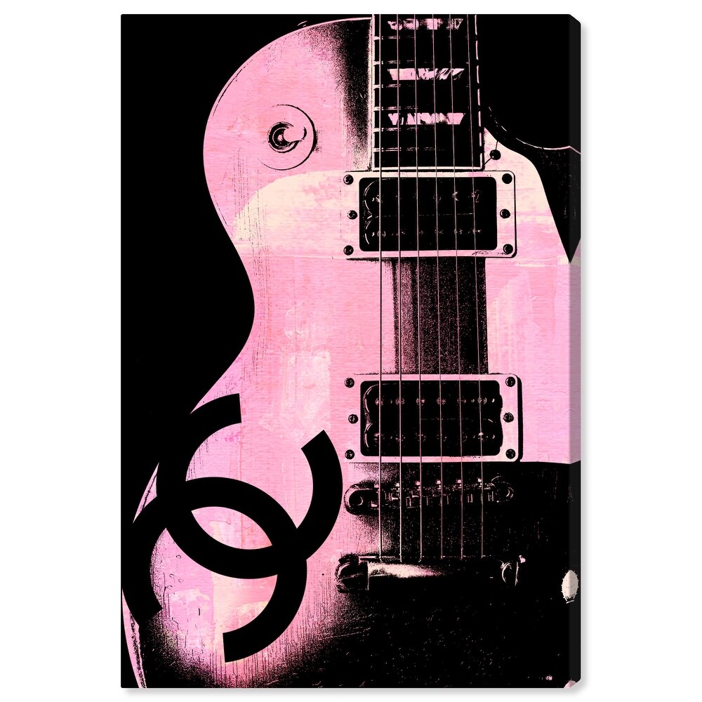 Oliver Gal 'Pink Glam Guitar' Music Pink Wall Art Canvas Print