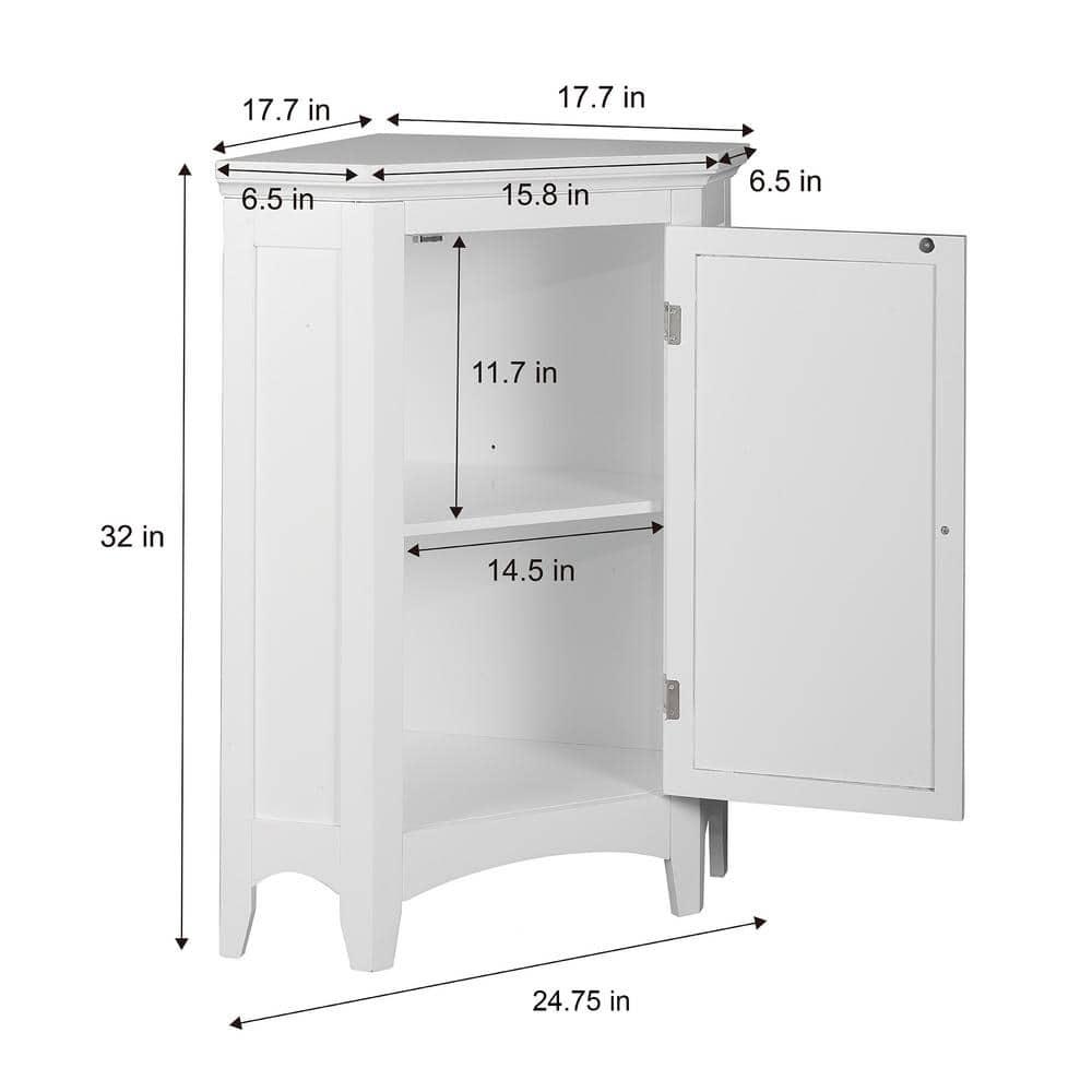 Teamson Home Simon 2434 in W x 17 in D x 32 in H Corner Bathroom Linen Storage Floor Cabinet with Shutter Door in White