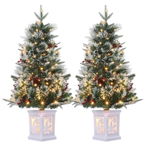 3ft Mini Christmas Tree PreLit Artificial Tree with 78 Warm White Lights 2pack