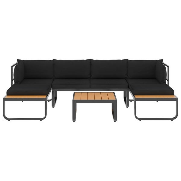 4 Piece Patio Corner Sofa Set with Cushions Aluminum and WPC - Overstock - 36232114