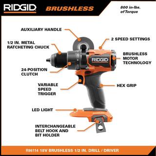 RIDGID 18V Brushless Cordless 12 in. DrillDriver (Tool Only) R86114B