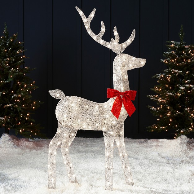 Best Choice Products 5ft Lighted 2d Christmas Buck Outdoor Yard Decoration W 105 Led Lights Stakes