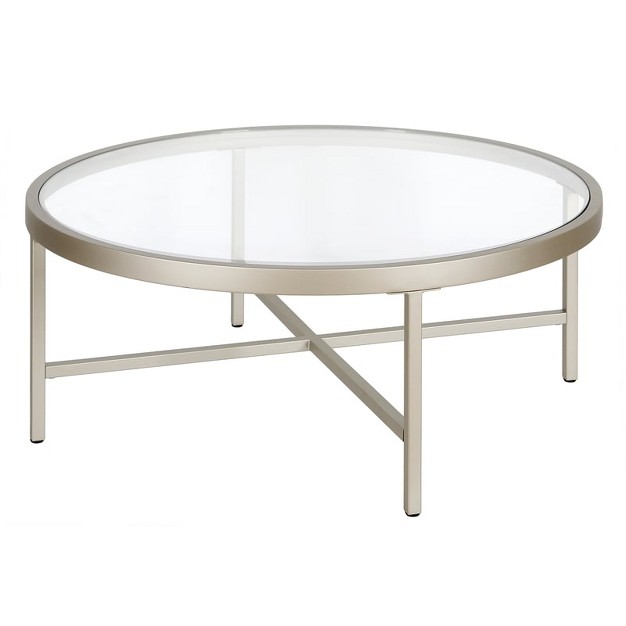 Round Metal Base Coffee Table In Nickel And Gray Henn amp hart