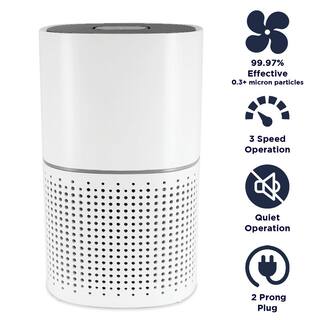 QuFresh 3-Stage Filtration HEPA Desk Air Purifier in White QFAP-210