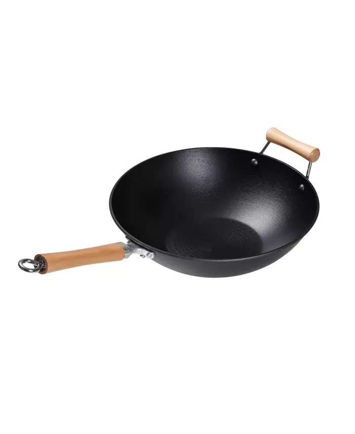 Joyce Chen Professional Series Cast Iron Wok with Maple Handle 14