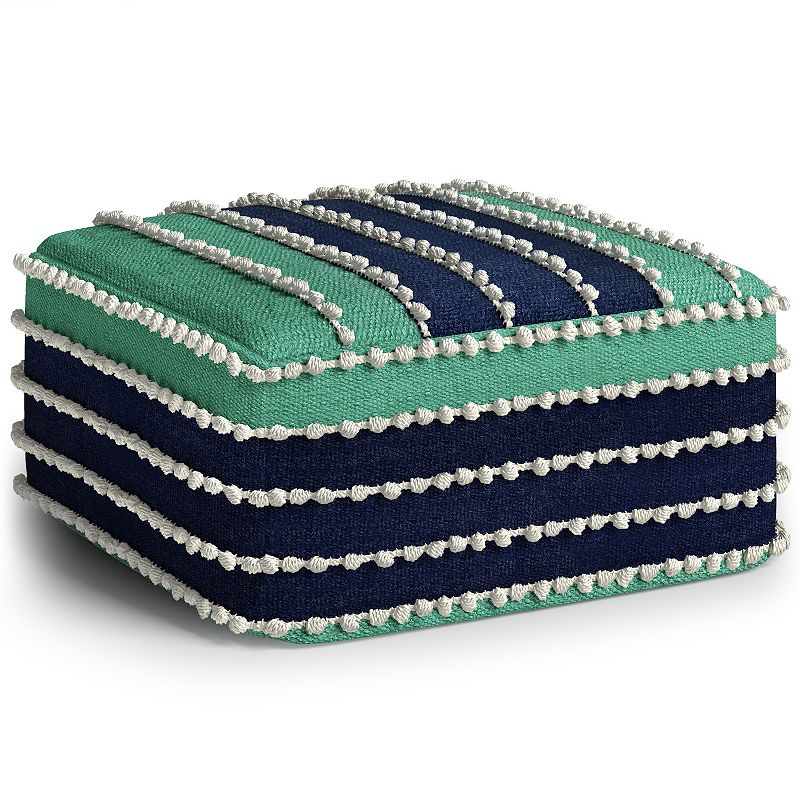 Simpli Home Garbo Square Woven Indoor / Outdoor Pouf