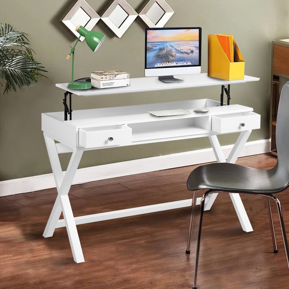 Lift Desk with Drawer Storage Computer Desk with Lift Table Top Adjustable Height Table Gaming Desks Simple Style Writing Desk