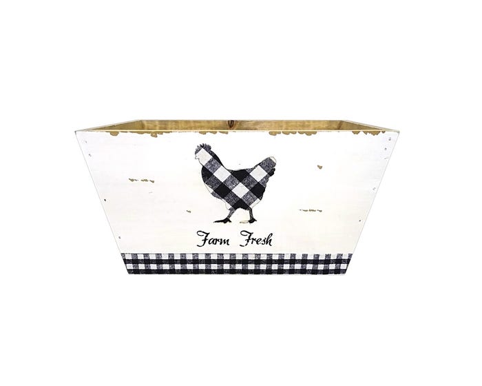 Alpine Wooden Planter with Rooster and Drainage Hole， White - BKY236HH