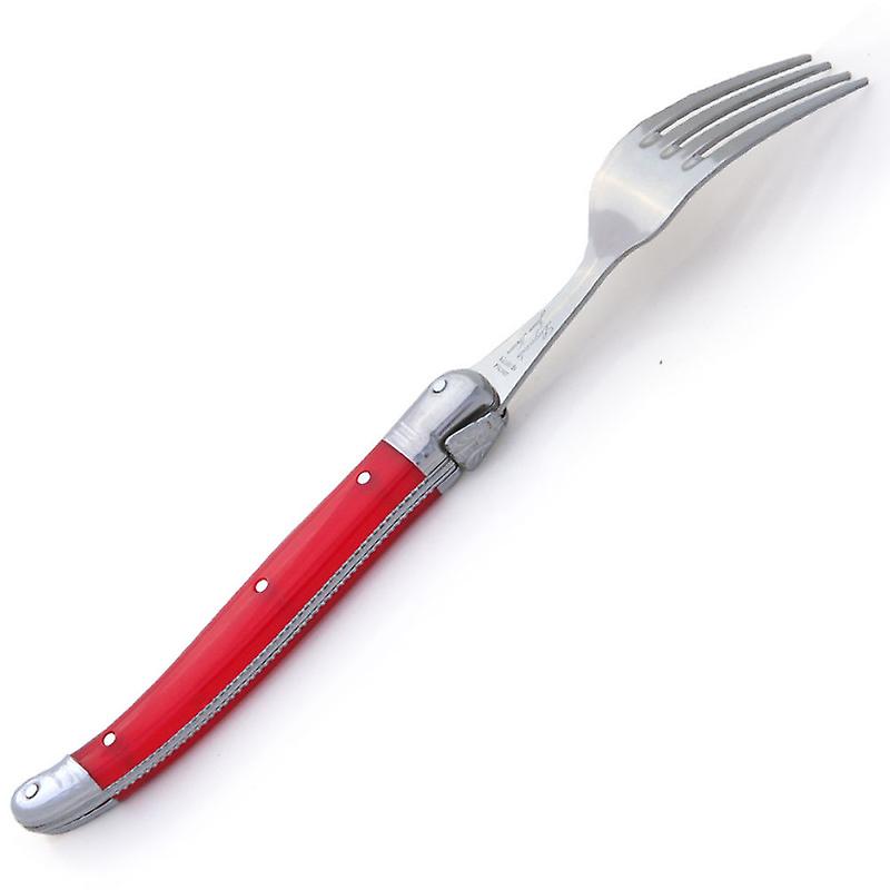 Box of 6 red ABS Laguiole forks