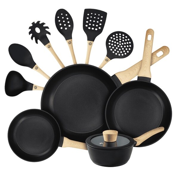 11 Piece Cookware Set， Sauce Pan plus Frying Pans and Utensi