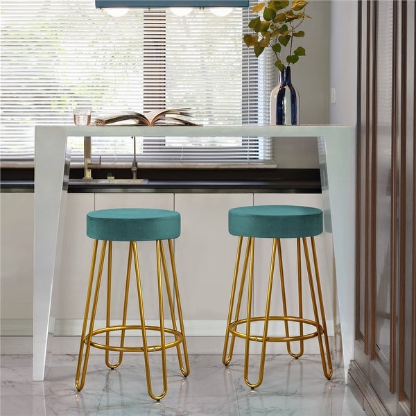 Yaheetech 2PCS Upholstered Counter Stools with Round Backless Seat