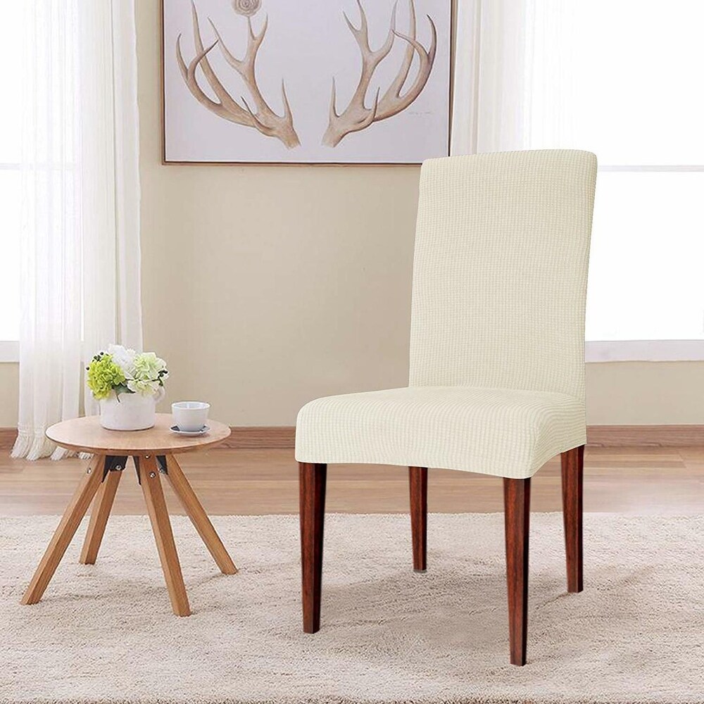 Enova Home Elegant Knitting Jacquard Box Cushion Dining Chair Slipcover