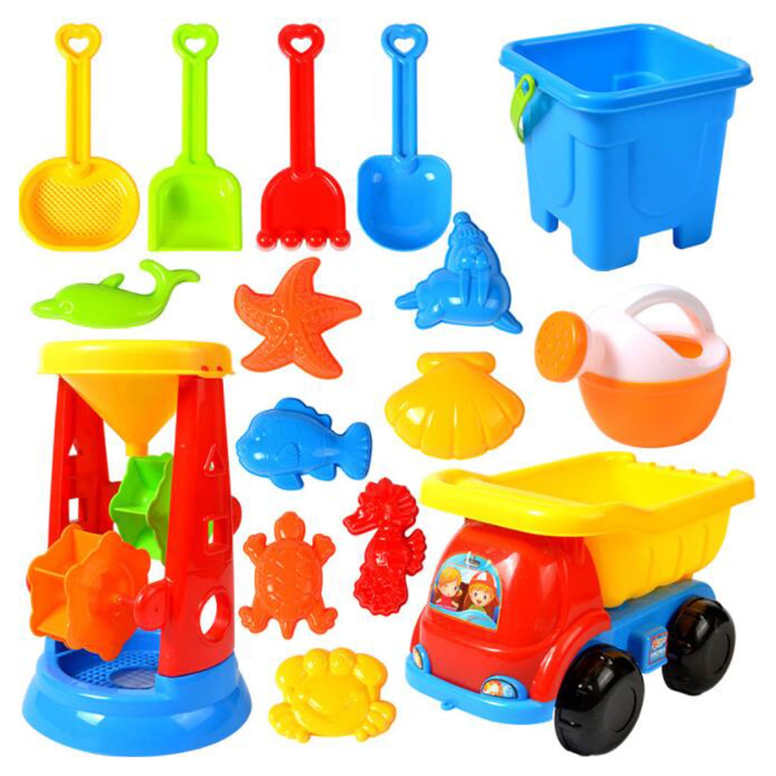 Beach Toy 16 Piece Beach Toy Sand Set Sand Play Sandpit Toy Summer Outdoor Toy Pool Toys For Toddlers 1-3 Abs As Shown